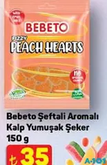 BEBETO ŞEFTALİ AROMALI KALP YUMUŞAK ŞEKER 150 G fiyat ve kampanya bilgisi